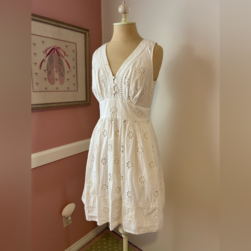 Kate Spade Clover Eyelet Sleeveless V-Neck Sundress